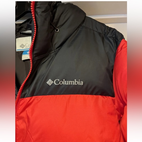 Columbia Puffect Parka Hooded Jacket Mens Medium Red Puffer Insulated New Tags - Picture 4 of 16
